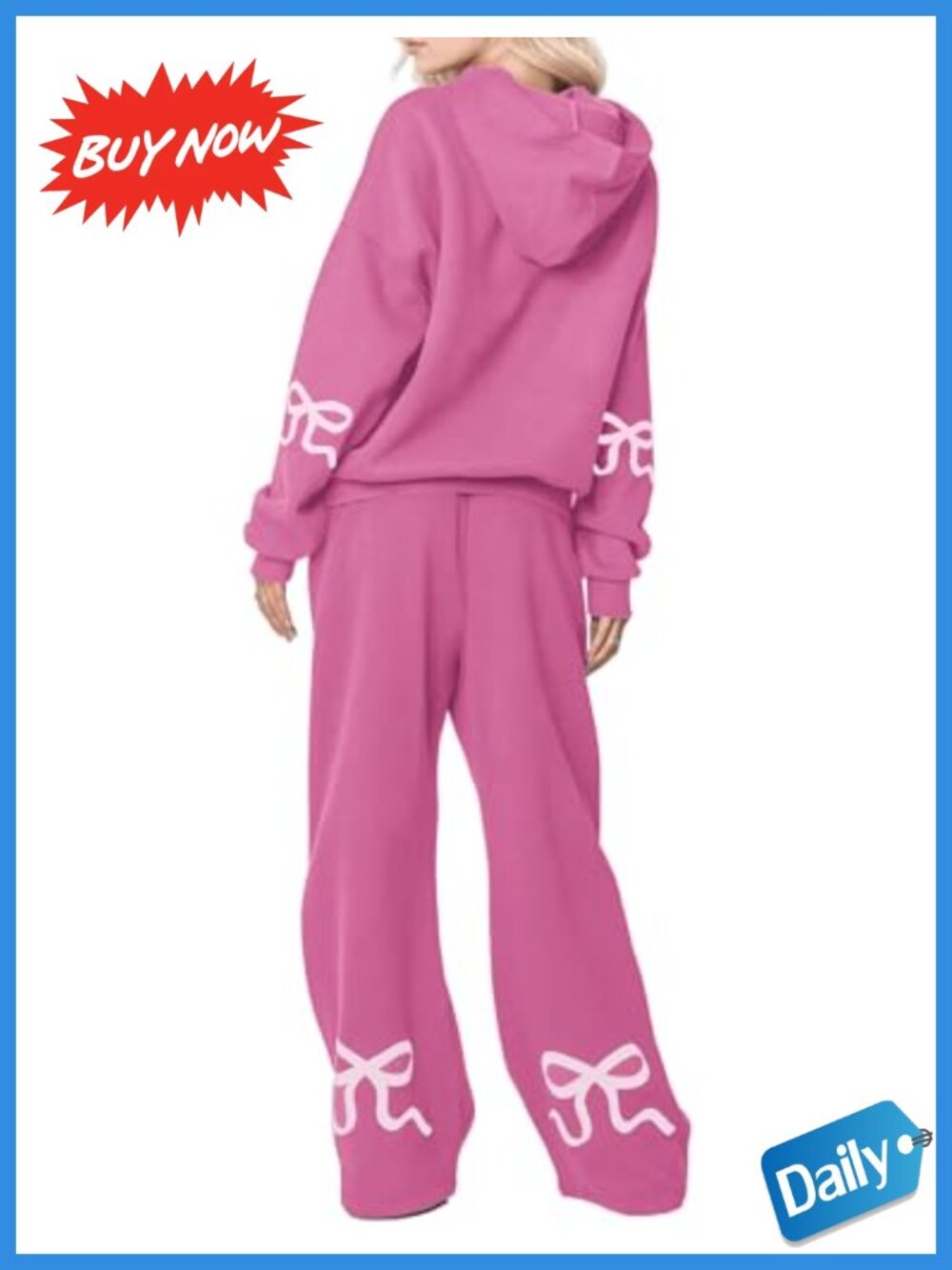 Two Piece Bow Graphic Hoodie and Sweatpants Set Oversized Tracksuit